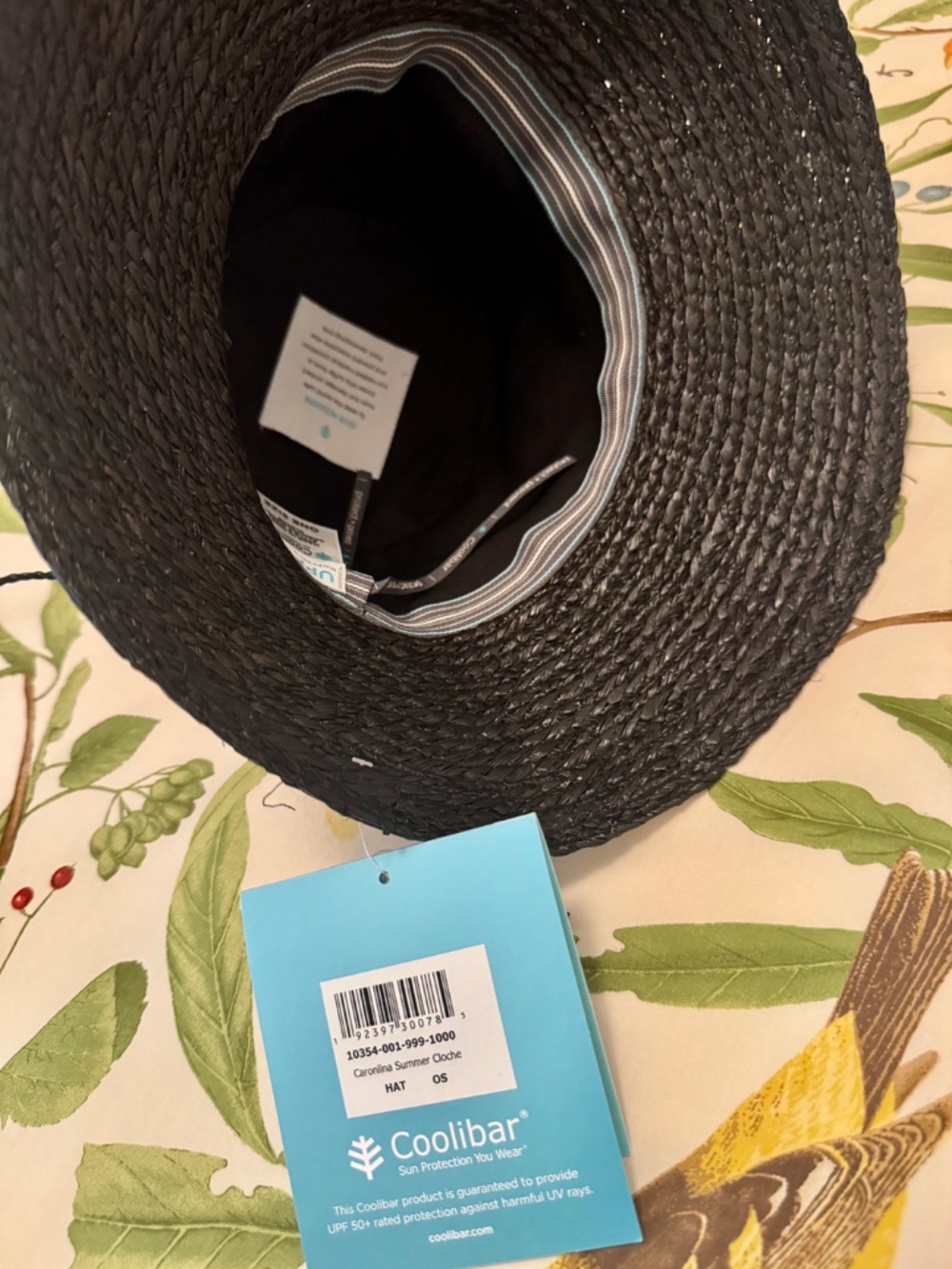 NWT New Coolibar black straw UPF 50+ Carolina Summer Cloche sunhat - OS M/L - Picture 3 of 3